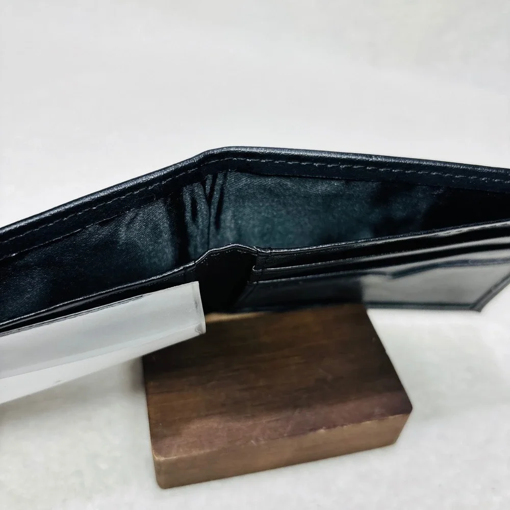 Beverly Hills Polo Club Mens Bifold Wallet Black Pebbled Faux Leather ID Window